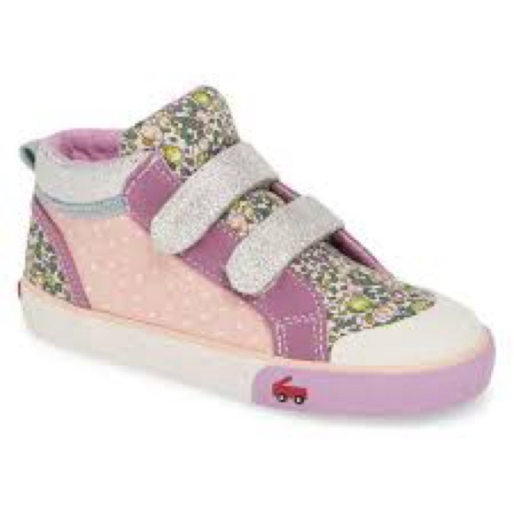 See Kai Run Kya floral hightop sneakers multicolor toddler size 4 casual trendy - Picture 1 of 9